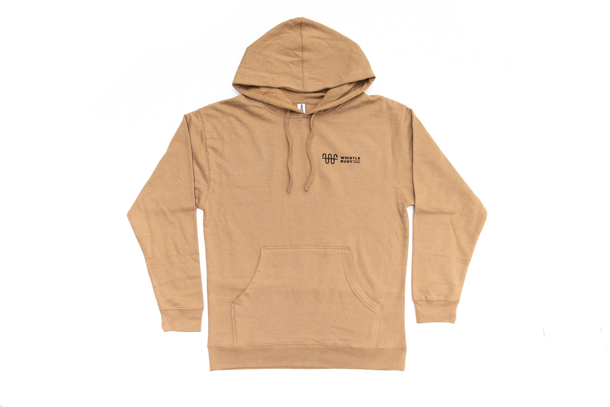 Front of Whistle Buoy Emblem Hoody - Sand colour studio shot